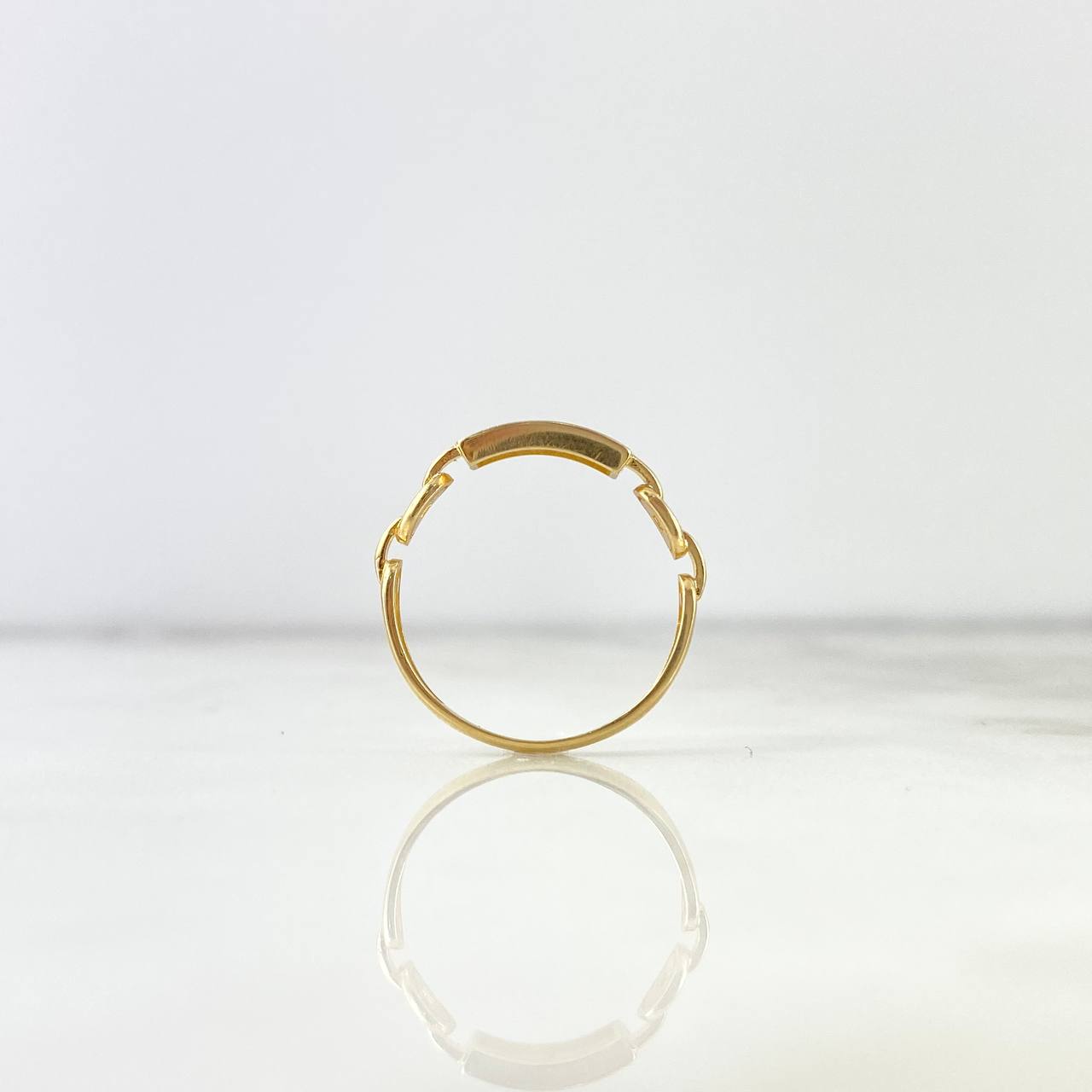 Anillo Placa Eslabon 1.95gr / T8 / Circones Blancos Oro Amarillo