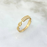 Anillo Placa Eslabon 1.95gr / T8 / Circones Blancos Oro Amarillo