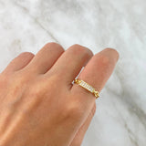 Anillo Placa Eslabon 1.95gr / T8 / Circones Blancos Oro Amarillo