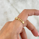 Anillo Placa Eslabon 1.95gr / T8 / Circones Blancos Oro Amarillo