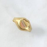 Anillo Sello Corazon 2.15gr / T7 1/2 / Rayado Tres Oros
