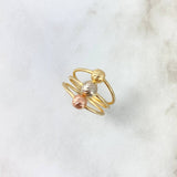 Anillo Tres Aros 1.85gr / T6 1/2 / 5-6mm Bolas Diamantadas Tres Oros *