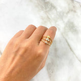 Anillo Tres Aros 1.85gr / T6 1/2 / 5-6mm Bolas Diamantadas Tres Oros *