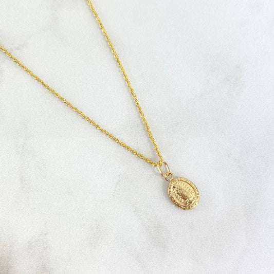 Cadena Lazo 1,1gr / 60cm + Dije Virgen Guadalupe 0,4gr / 1.8cm Oro Amarillo (Oferta)