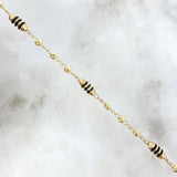 Pulso Rustico Militar 2.65gr / 17.5cm / 3mm Bolas Diamantadas Cauchos Negros Oro Amarillo *