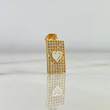 Dije Corazón Rectangular 3.1gr / 3cm / Circones Blancos Oro Amarillo $