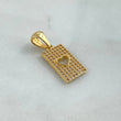 Dije Corazón Rectangular 3.1gr / 3cm / Circones Blancos Oro Amarillo $