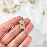 Dije Corazón Rectangular 3.1gr / 3cm / Circones Blancos Oro Amarillo $