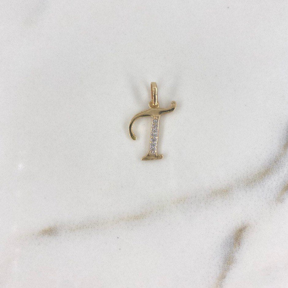 Dije Letra T 0.75gr / Circones Blancos Oro Amarillo $
