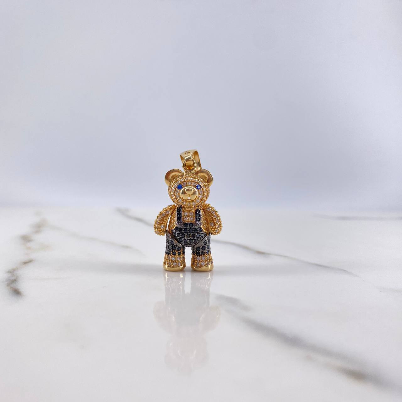 Dije Oso Articulado 8.75gr / 3.5cm / Circones Azules Blancos Negros Corbatín Oro Amarillo $