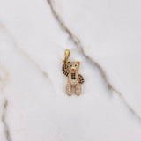 Dije Oso Overol 4.2gr / 3cm / Circones Negros Blancos Oro Amarillo $