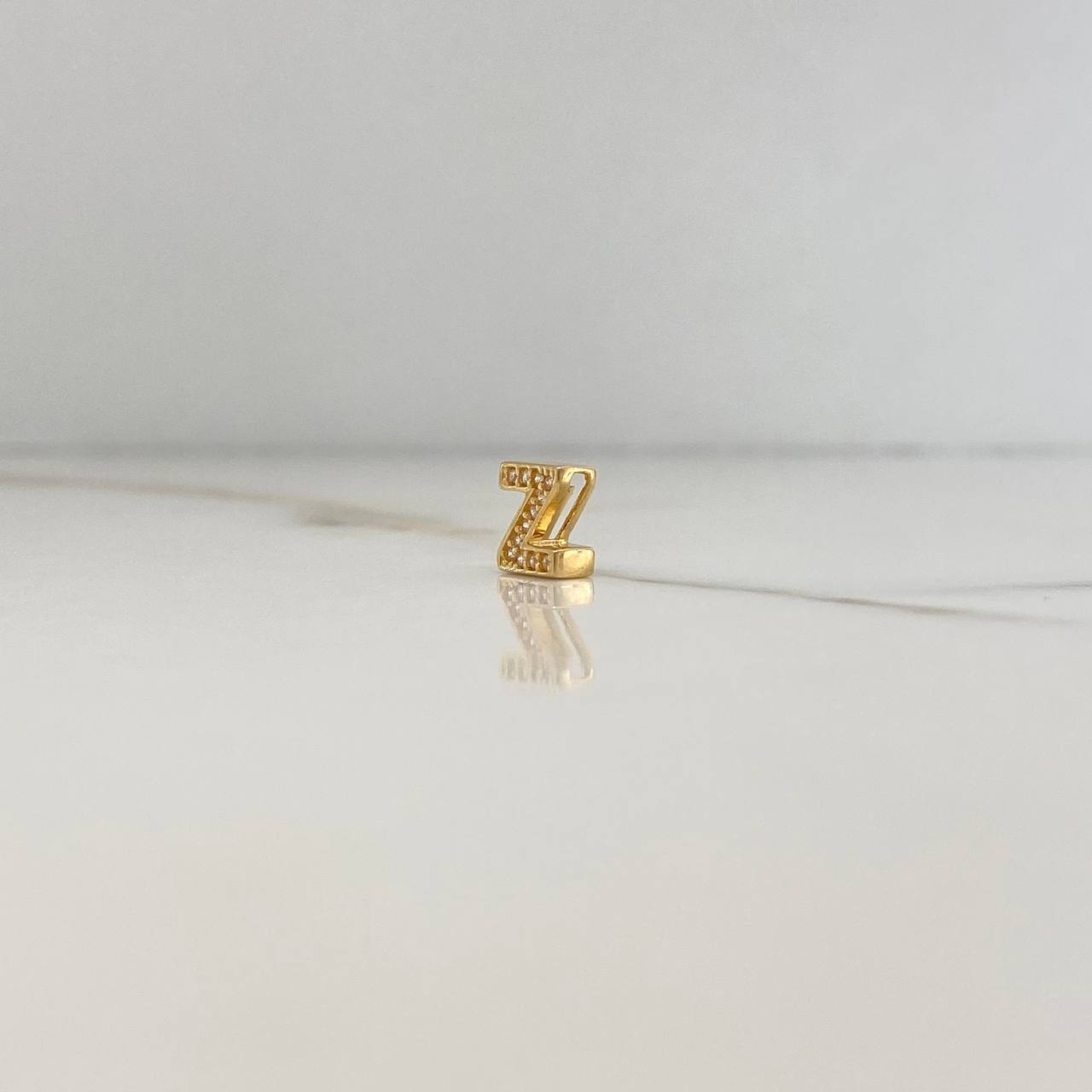Dije Letra Z 0.75gr / 0.7cm / 3D Circones Blancos Oro Amarillo $