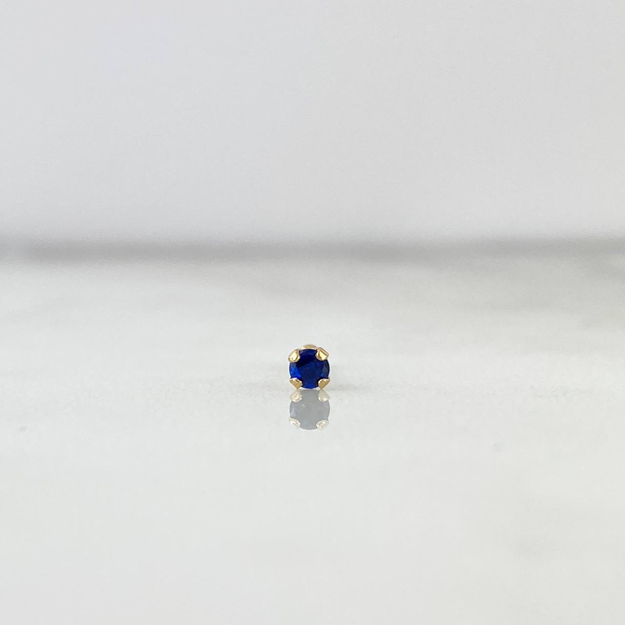 Piercing Chispa Fija 0.1gr / 1cm / Circon Azul Oscuro Oro Amarillo 18K (Joya)