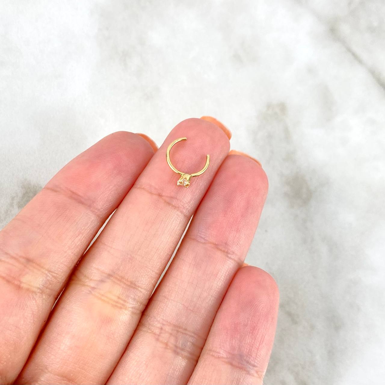 Piercing Aro Simulador 0.2gr / 1cm / 1mm Circon Blanco Oro Amarillo (Joya)