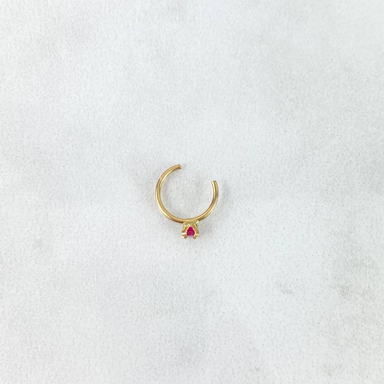 Piercing Aro Simulador 0.2gr / 1cm / 1mm Circon Fucsia Oro Amarillo (Joya)