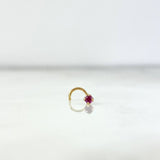 Piercing Curvo Chispa Fija 0.15gr / 1cm / Circon Fucsia Oro Amarillo 18K (Joya)