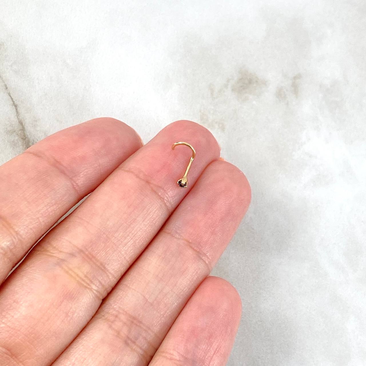 Piercing Curvo Chispa Fija 0.15gr / 1cm / Circon Negro Oro Amarillo 18K (Joya)