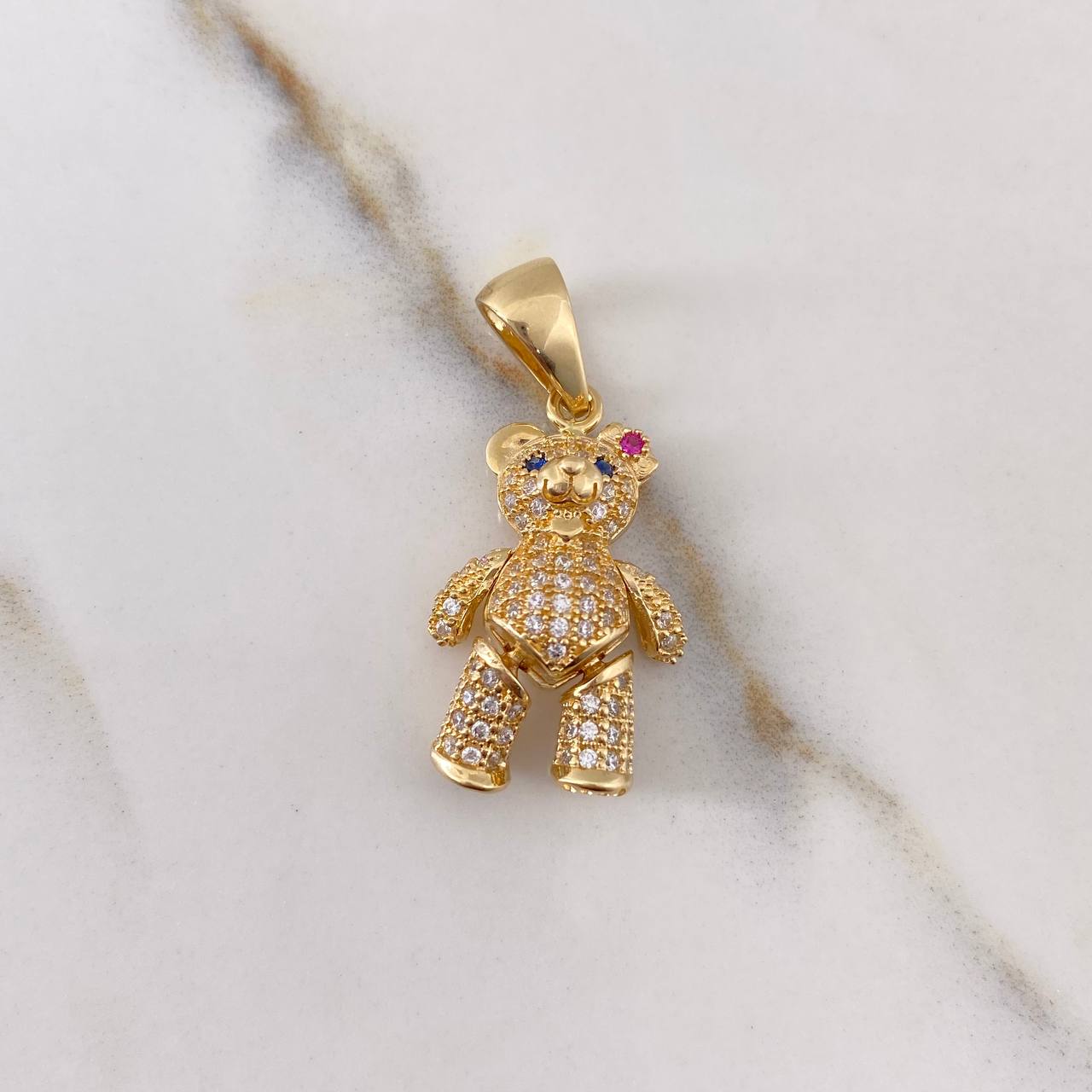 Dije Oso Articulado 4.45gr / 3cm / Circones Blancos Azules Fucsia Oro Amarillo &