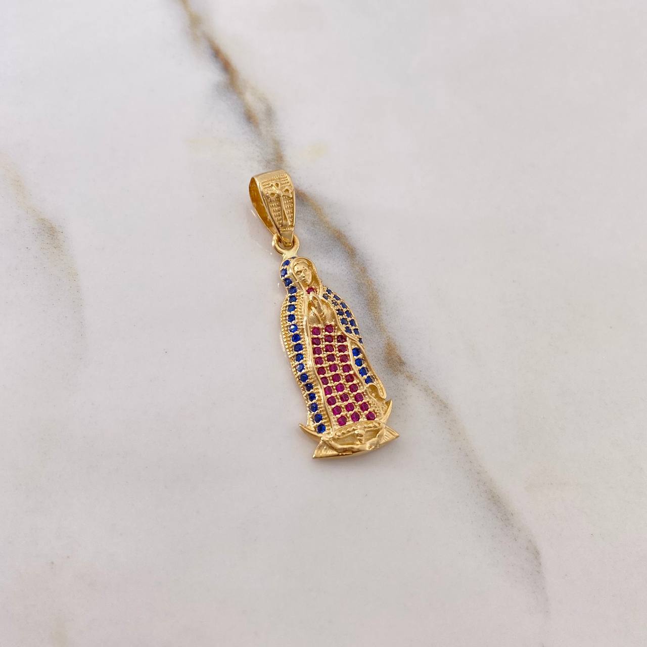 Dije Virgen Guadalupe 3.35gr / 3.7cm / Circones Fucsias Azules Oro Amarillo &