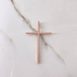 Dije Cruz 3.35gr / 5cm / Circones Rosas Oro Rosa $