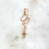 Dije Virgen María 2.55gr / 5.4cm / Circones Blancos Oro Rosa