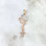 Dije Virgen María 2.55gr / 5.4cm / Circones Blancos Oro Rosa