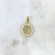 Dije Virgen María 1.75gr / 2.3cm / Circulo Circones Verdes Blancos Oro Amarillo