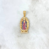 Dije Virgen de Guadalupe 10.6gr / 4.8cm / Circones Fucsias Azules Blancos Oro Amarillo
