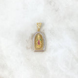 Dije Virgen de Guadalupe 4.05gr / 3.3cm / Circones Fucsias Verdes Blancos Dos Oros Amarillo Blanco *