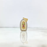 Dije Virgen de Guadalupe 4.05gr / 3.3cm / Circones Fucsias Verdes Blancos Dos Oros Amarillo Blanco *