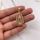 Dije Virgen de Guadalupe 4.9gr / 3.7cm / Circones Blancos Verdes Fucsias Oro Amarillo $