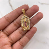 Dije Virgen de Guadalupe 5.5gr / 3.5cm / Circones Fucsias Azules Blancos Oro Amarillo $