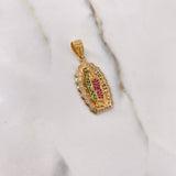 Dije Virgen de Guadalupe 5.4gr / 3.5cm / Circones Blancos Fucsias Verdes Oro Amarillo $