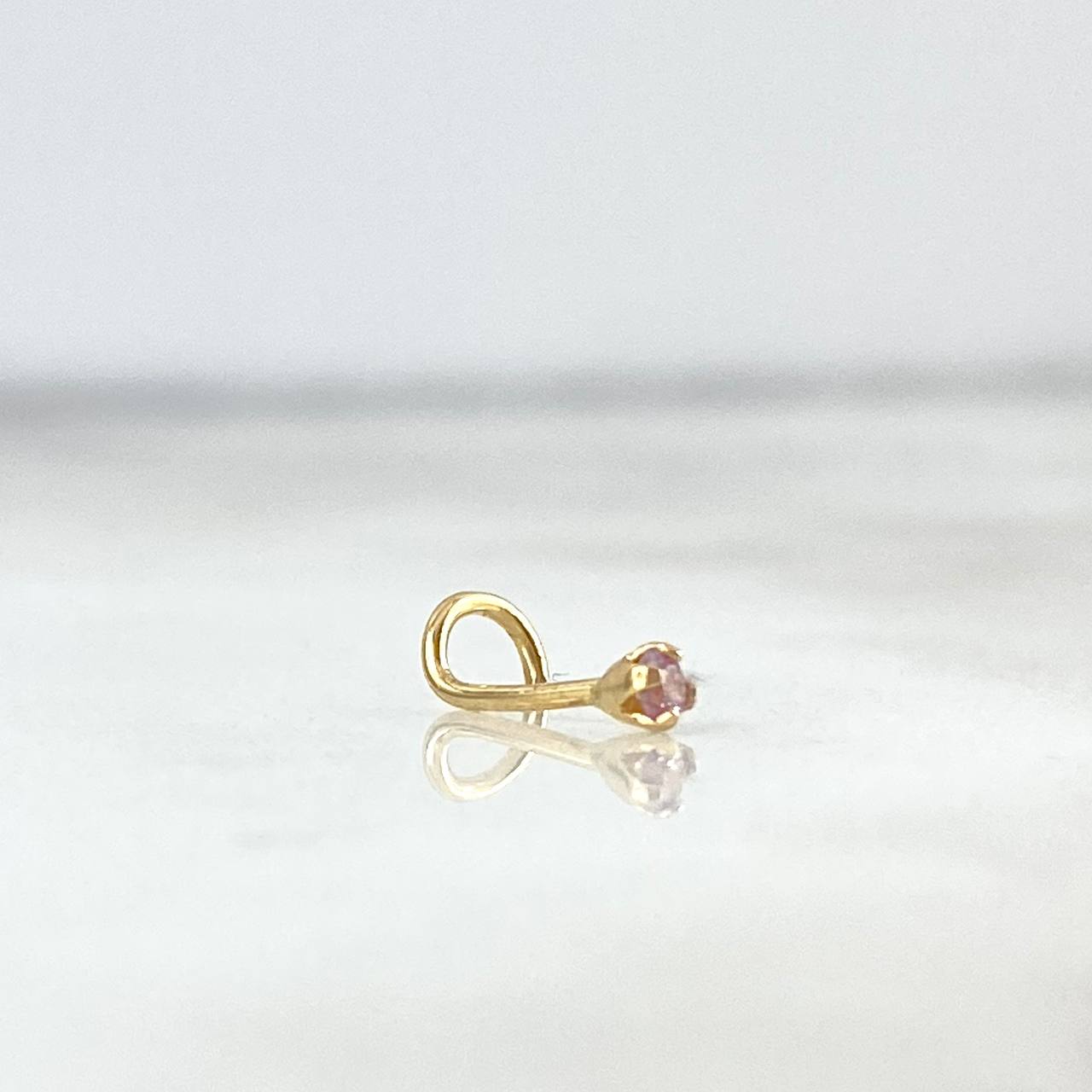 Piercing Curvo Chispa Fija 0.15gr / 1cm / Circon Rosa Oro Amarillo 18K (Joya)