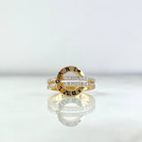 Anillo Aro Rustico 3.5gr / T7 1/2 / Circones Blancos Oro Amarillo