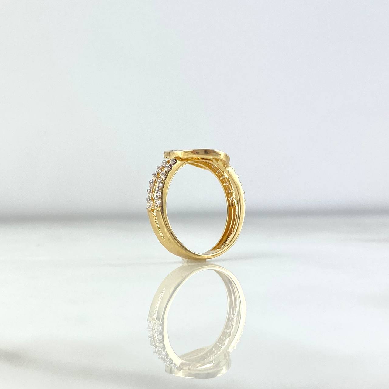 Anillo Aro Rustico 3.5gr / T7 1/2 / Circones Blancos Oro Amarillo