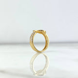 Anillo Aro Rustico 3.5gr / T7 1/2 / Circones Blancos Oro Amarillo