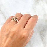Anillo Aro Rustico 3.5gr / T7 1/2 / Circones Blancos Oro Amarillo