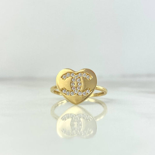 Anillo Corazon Ola Cruzada 1.95gr T6 1/2 Circones Blancos Oro Amarillo Italy +4 (Oferta)