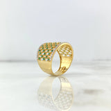 Anillo Enmallado 5.4gr / T67 1/4 / Circones Verdes y Blancos Oro Amarillo