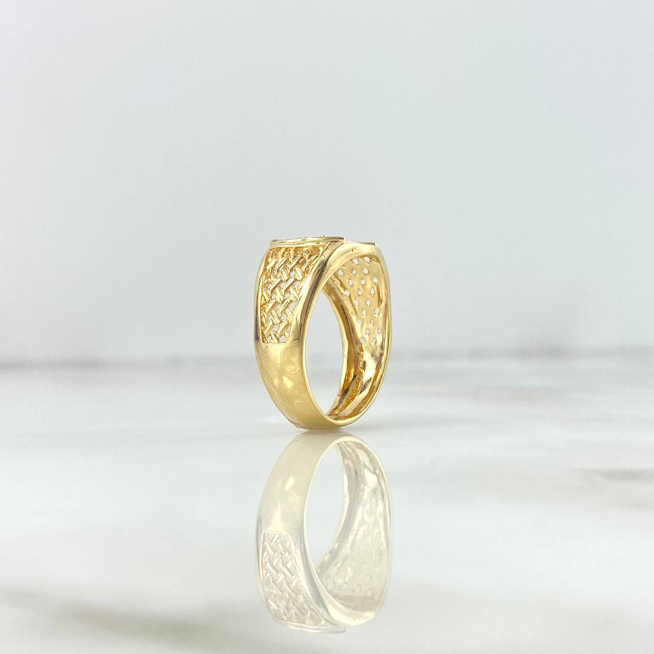 Anillo Herradura Caballo 3.85gr / T7 / Circones Blancos Oro Amarillo