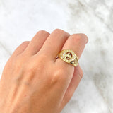 Anillo Herradura Caballo 3.85gr / T7 / Circones Blancos Oro Amarillo