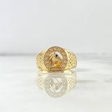 Anillo Herradura Caballo 3.85gr / T7 / Circones Blancos Oro Amarillo