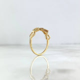 Anillo Corazones 1.95gr / T7 1/4 / Circones Blancos y Verdes Oro Amarillo