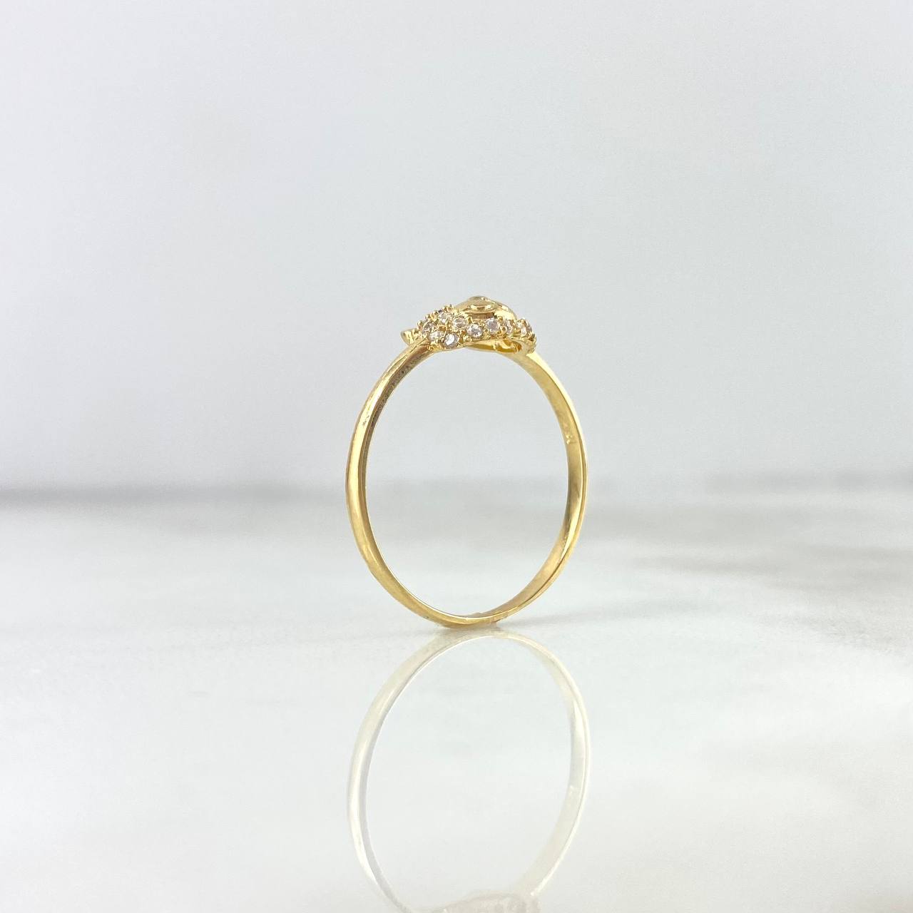 Anillo Oso 1.55gr / T7 / Circones Blancos Ojos Azules Oro Amarillo