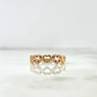 Anillo Corazones 1.95gr / T7 / Circones Blancos y Fucsias Oro Amarillo