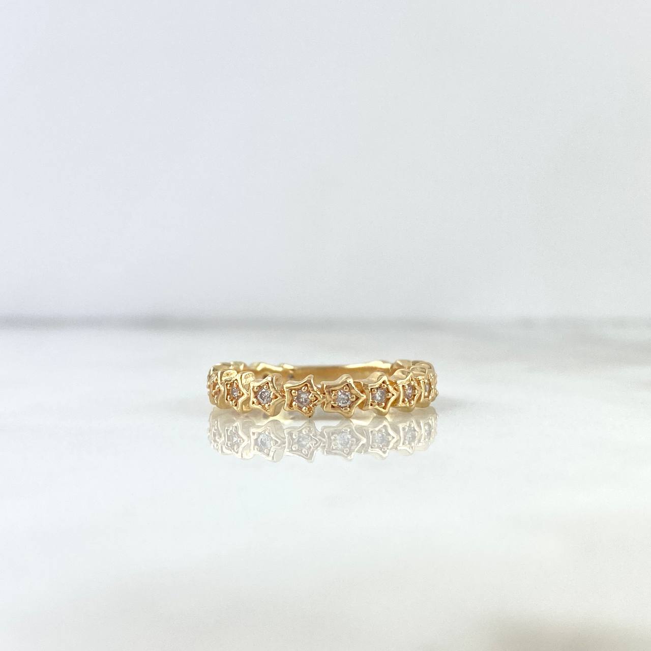 Anillo Estrellas Churumbela 3.75gr / T7 1/4 / Circones Blancos Oro Amarillo