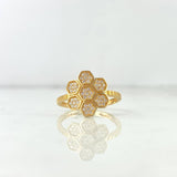 Anillo Panal 2.85gr / T7 1/2 / Circones Blancos Oro Amarillo