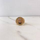 Anillo San Miguel Arcángel 12.8gr / T9 1/2 / Circones Blancos Tres Oros $