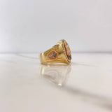 Anillo San Miguel Arcángel 12.8gr / T9 1/2 / Circones Blancos Tres Oros $